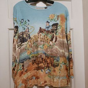 Brit & Bridle CowGirl, Country Western Sequin Long Sleeve Women's Top Size 3x